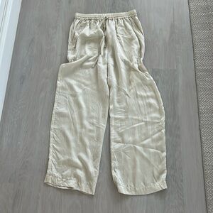 Silk drawstring pants with pockets